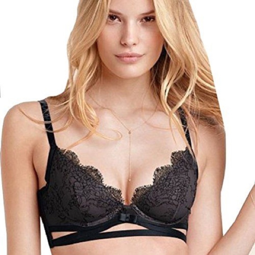 Black Lace Strappy Bra Bralette